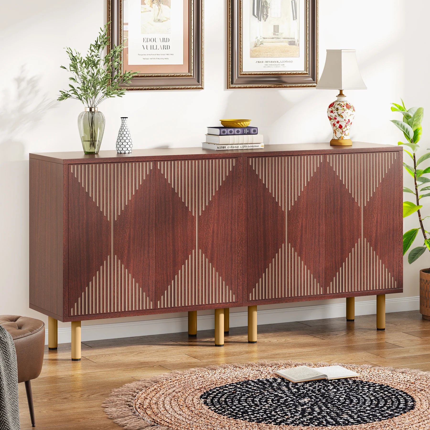 59" Tribesigns Modern Natural Storage Cabinet; Freestanding Floor Cabinet - Loft&Timber