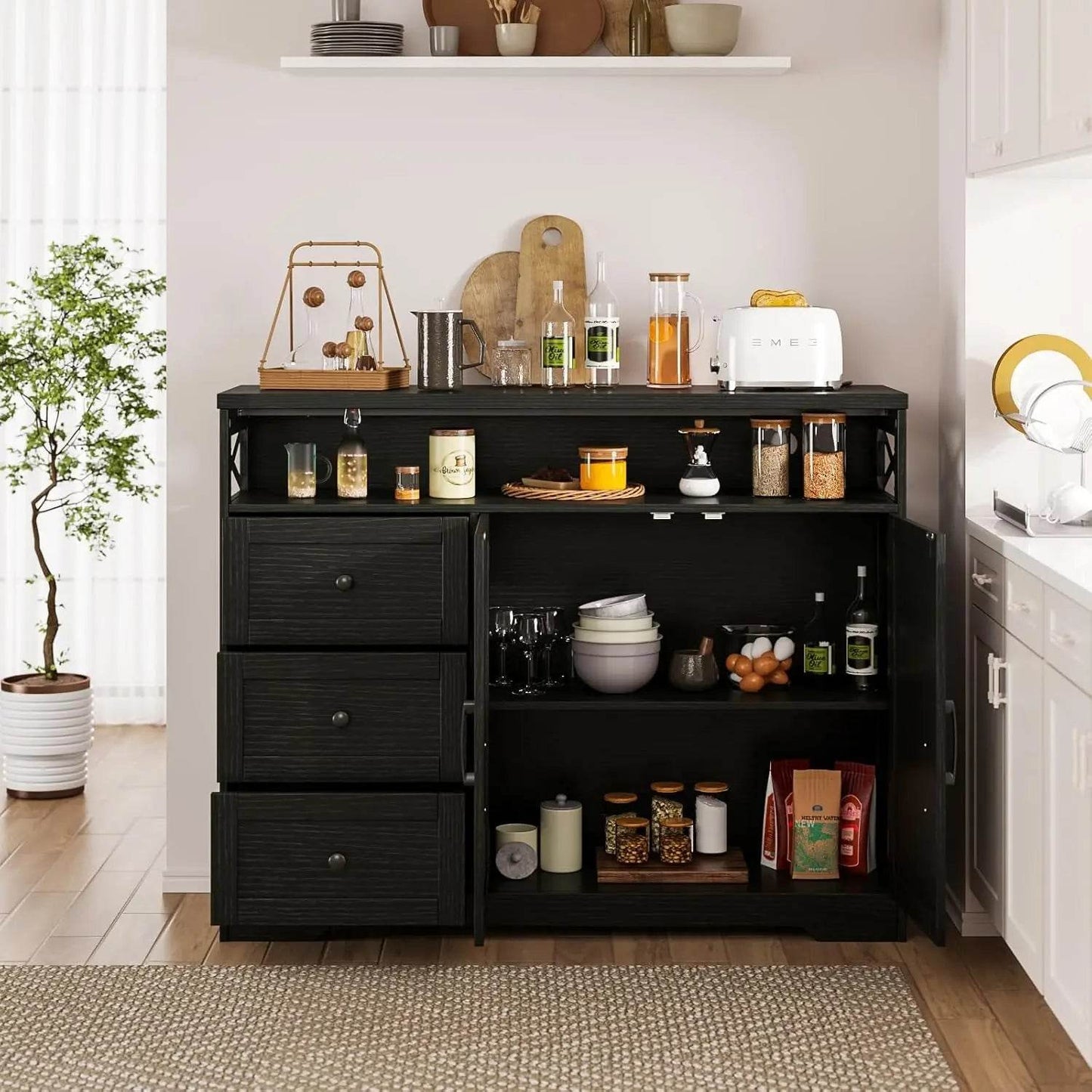 Vabches Buffet Cabinet Wooden Sideboard - Loft&Timber