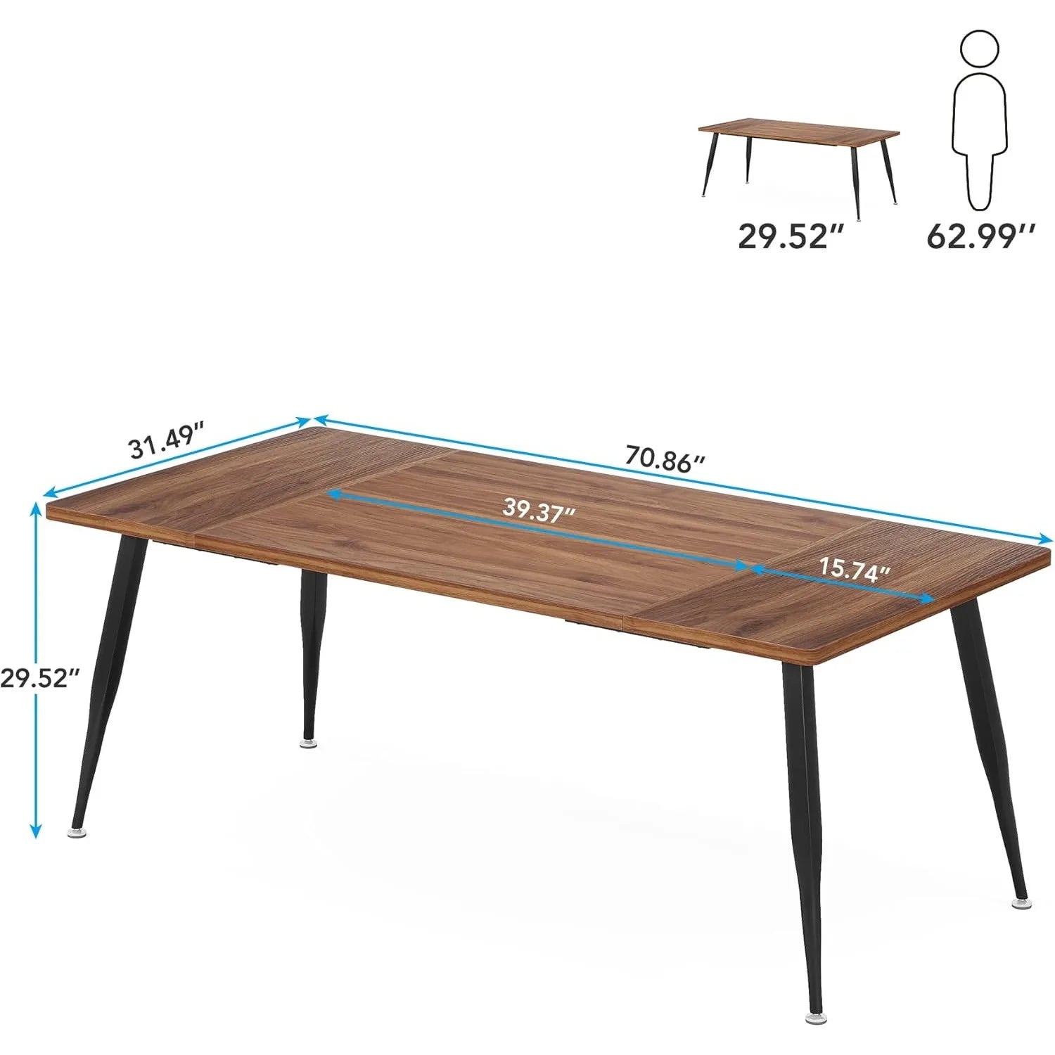 70.9" Large Dining Table for 6 to 8 - Loft&Timber