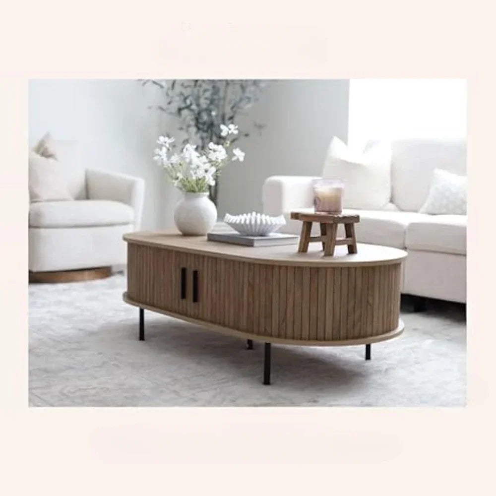 47" Mid Century Modern Coffee Tables with Slatted Door - Loft&Timber