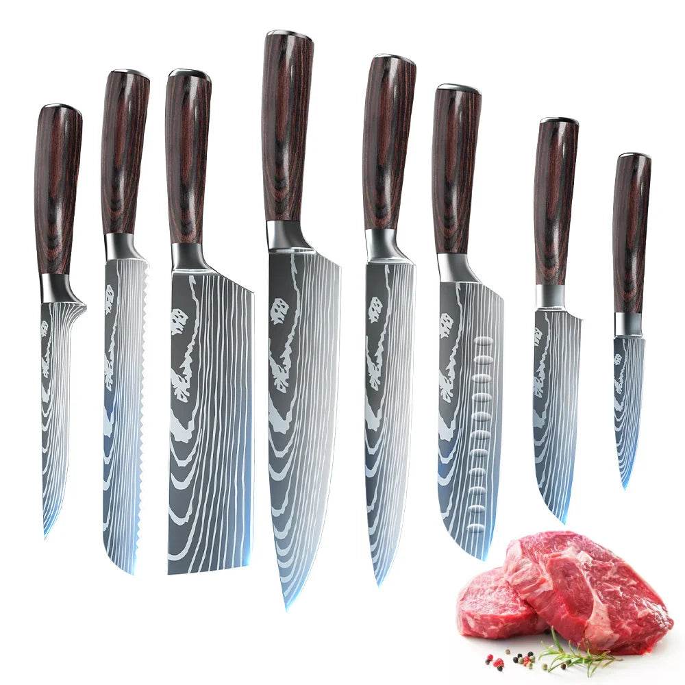 5/8pcs/10pcs Kitchen Knives Japanese Stainless Steel - Loft&Timber