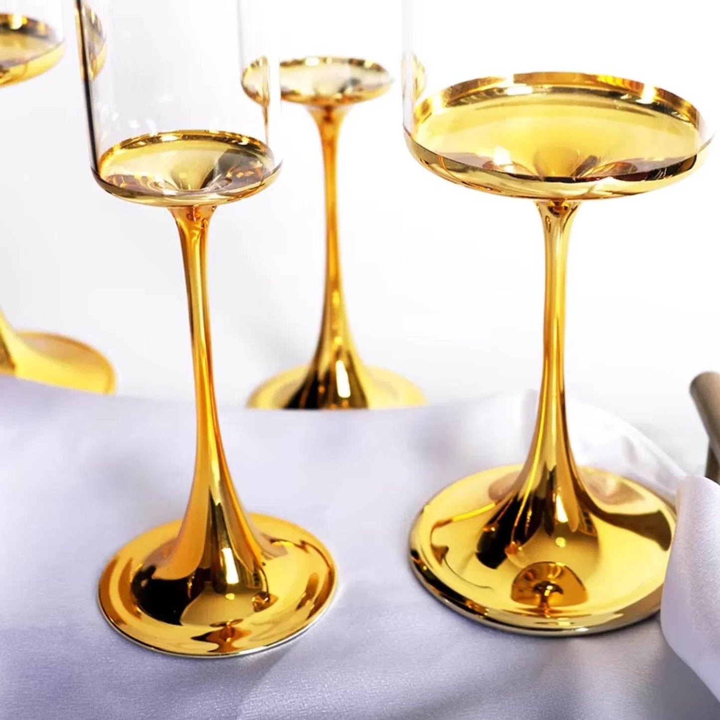 Gift champagne goblets Gold plating wine glasses - Loft&Timber