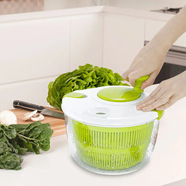 5 L Salad Spinner Salad Dryer BPA Free Large Manual Lettuce Spinner with Secure Lid Lock & Rotary Handle & Bowl for Home Kitchen