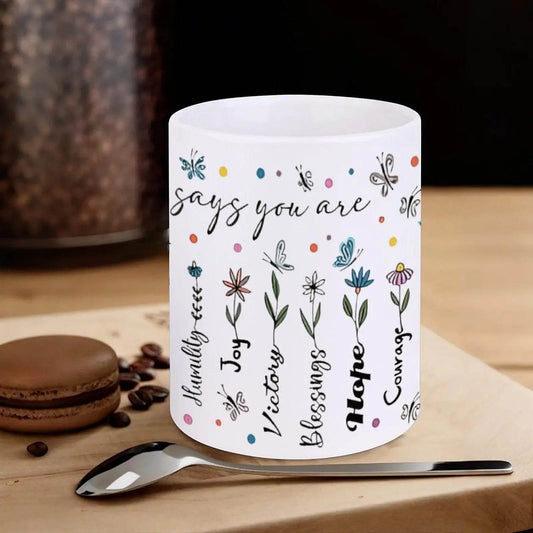 God Says You Are Wall Stickers Ceramic Coffee Mug Bible Verse Coffee Travel Mug, 330ml Ceramic Mug - Loft&Timber