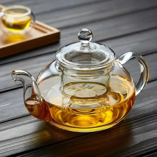High Borosilicate Glass Flower Teapot Set: Heat-Resistant, Filterable, 400ml/1000ml" - Loft&Timber