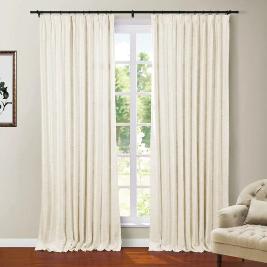 Polyester Linen Blackout Ivory Curtain