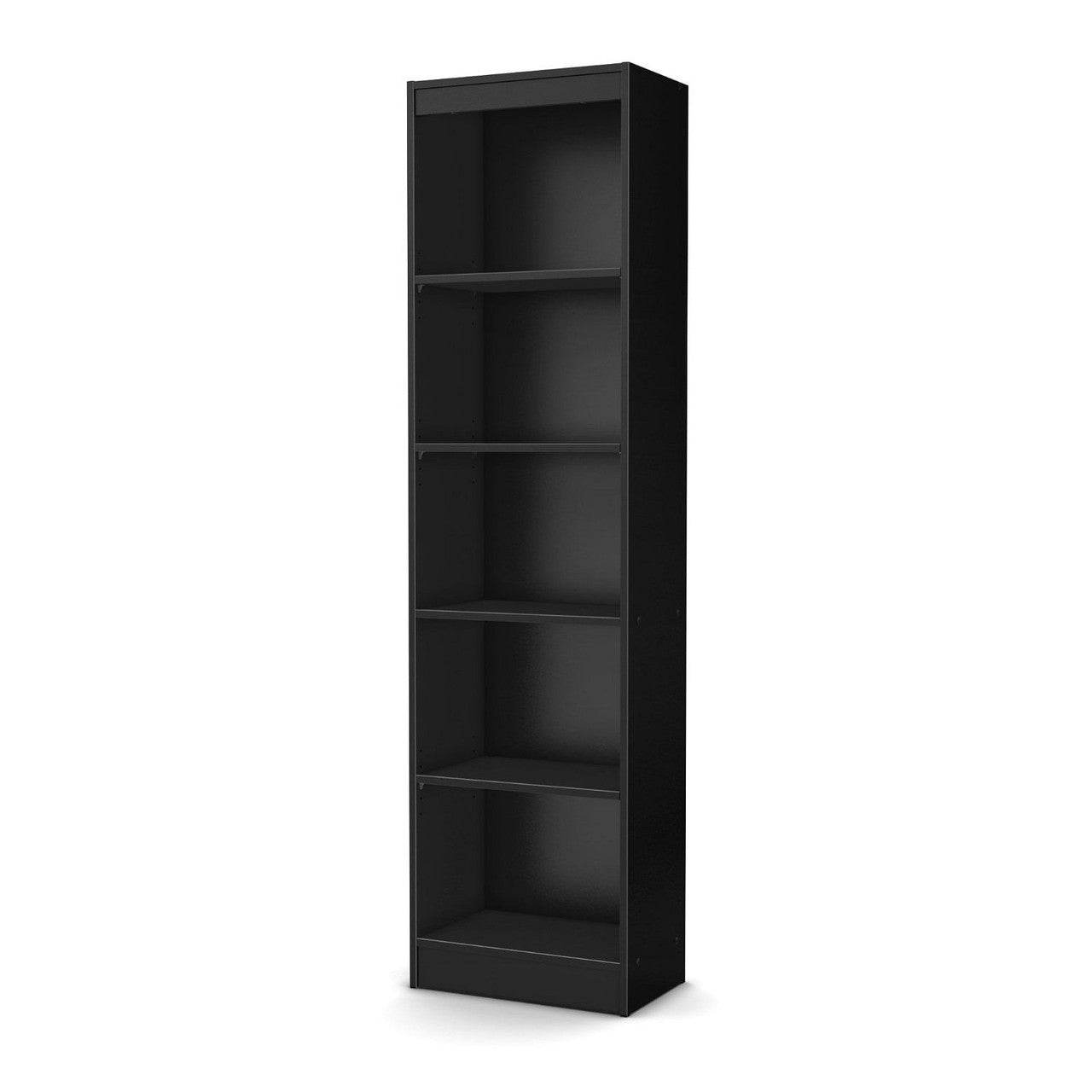 5-Shelf Narrow Bookcase Black Finish - Loft&Timber