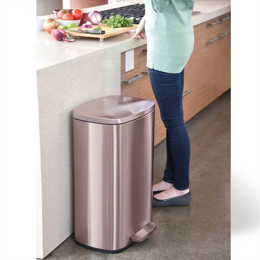 13-Gallon Copper Rose Gold Stainless Steel Step Trash Can with Deodorizer Filter - Loft&Timber