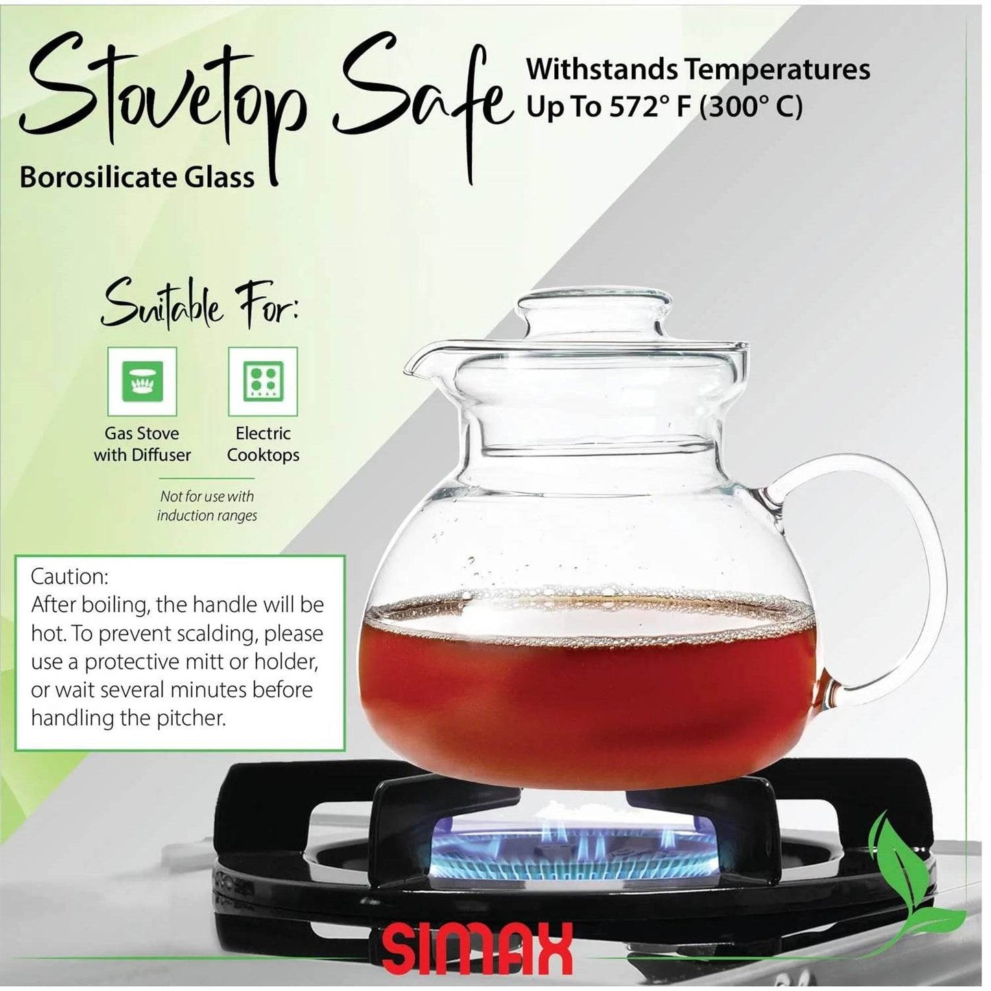 1.5 Quart Glass Teapot Tea Kettle for Stove Top - Loft&Timber