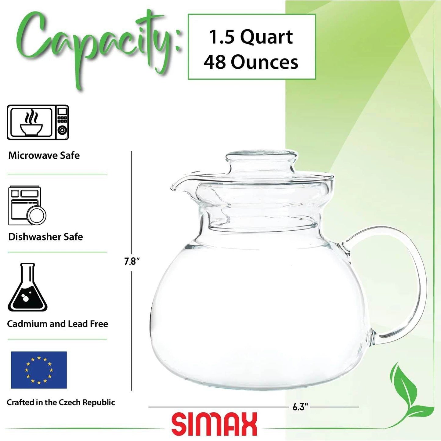 1.5 Quart Glass Teapot Tea Kettle for Stove Top - Loft&Timber