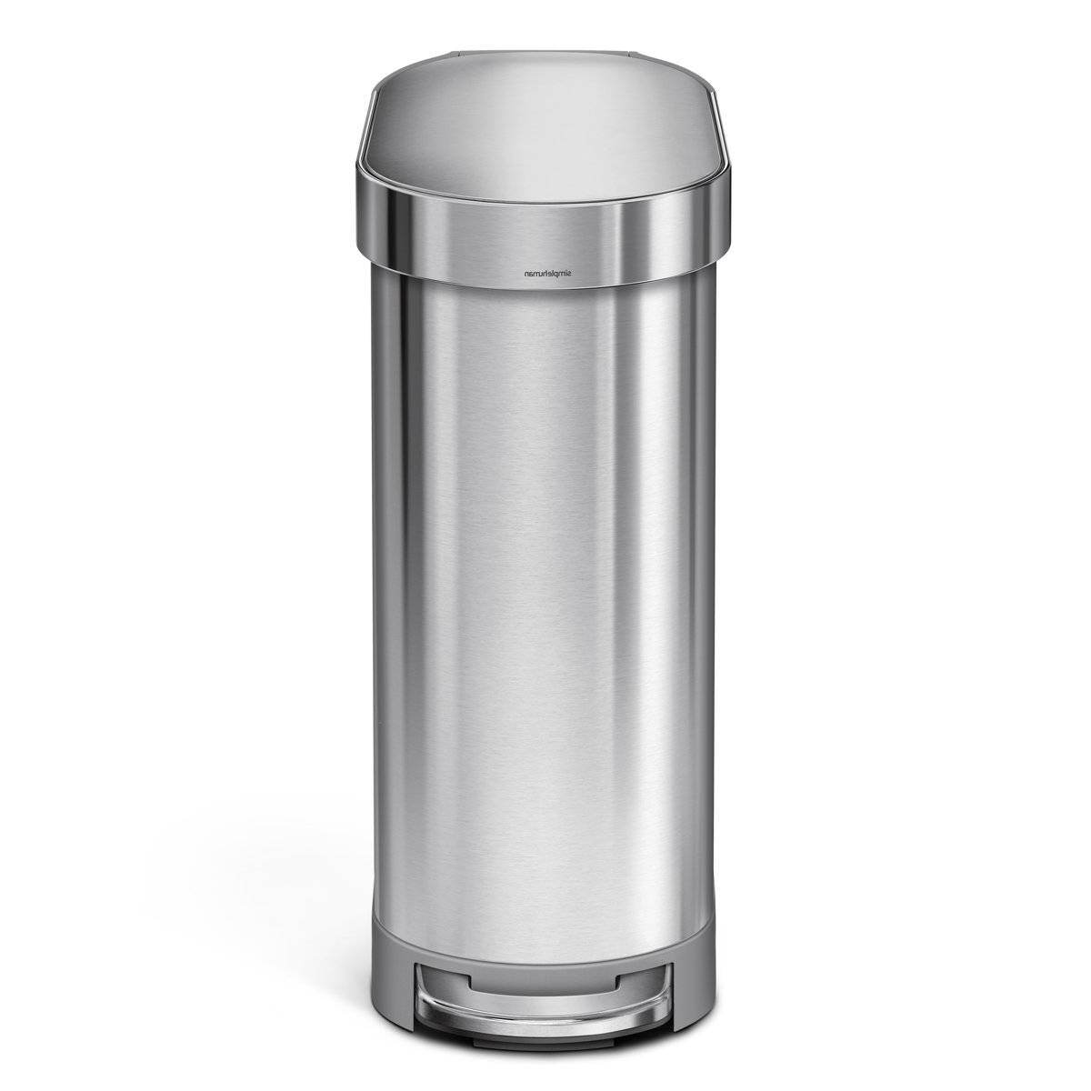 Stainless Steel 12-Gallon Narrow Kitchen Trash Can with Easy Step-on Lid - Loft&Timber