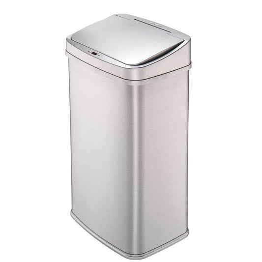 Silver 13-Gallon Stainless Steel Kitchen Trash Can with Motion Sensor Lid - Loft&Timber