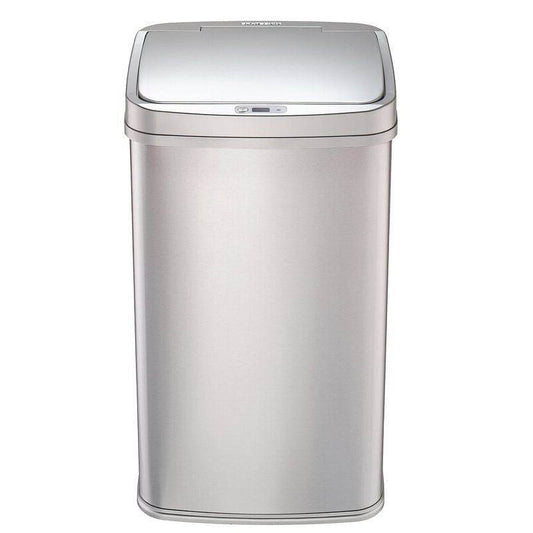 Silver 13-Gallon Stainless Steel Kitchen Trash Can with Motion Sensor Lid - Loft&Timber