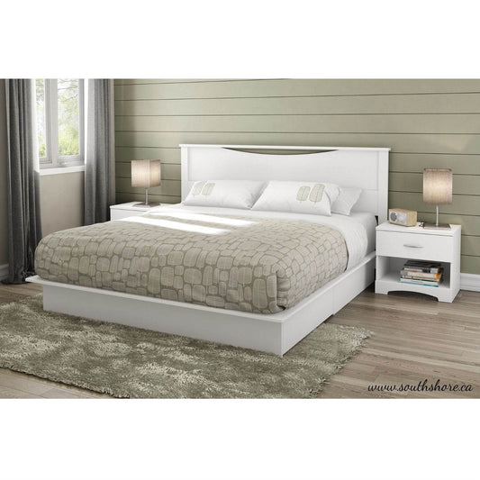 King size Modern Platform Bed with Storage Drawers in White Finish - Loft&Timber