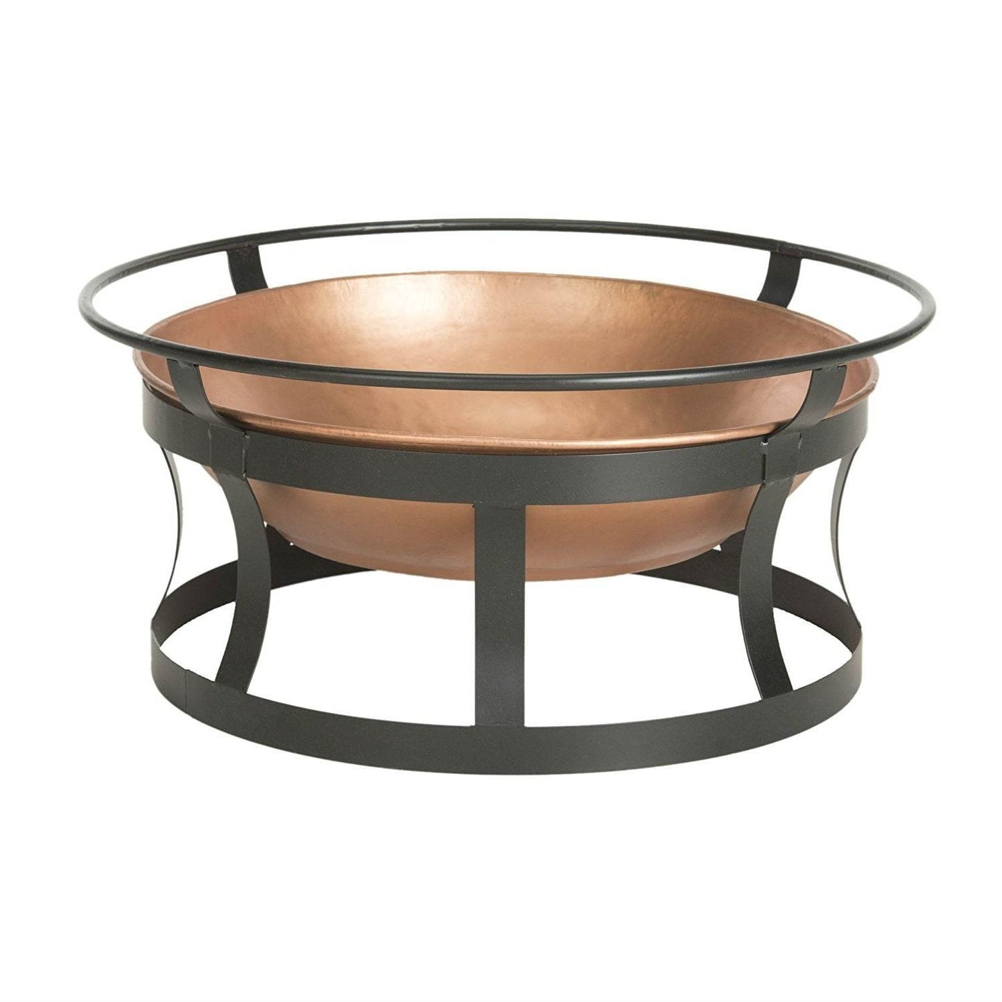 Copper Fire Pit with Black Iron Stand Grate and Fire Poker - Loft&Timber