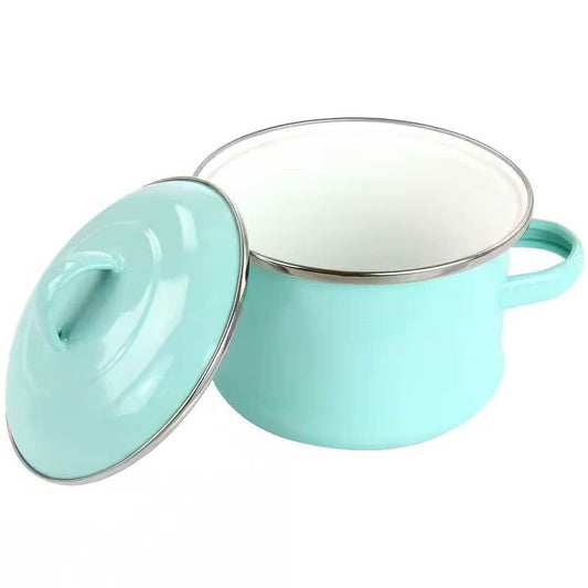Small 1-Quart Turquoise Enameled Steel Dutch Oven with Lid - Loft&Timber