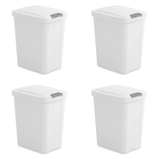 Set of 4 - White 8 Gallon Latch Top Kitchen Wastebasket Trash Can - Loft&Timber