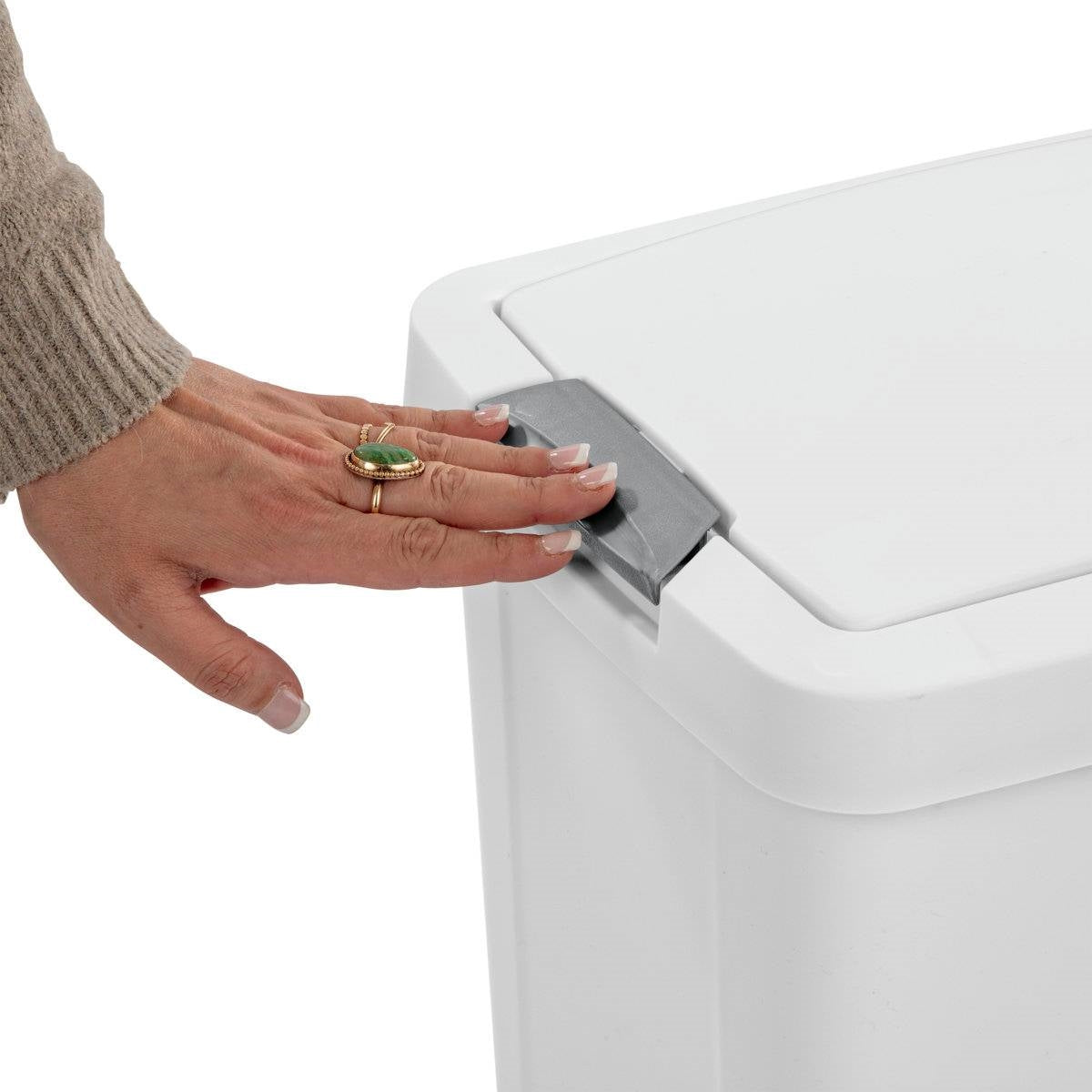 Set of 4 - White 8 Gallon Latch Top Kitchen Wastebasket Trash Can-2