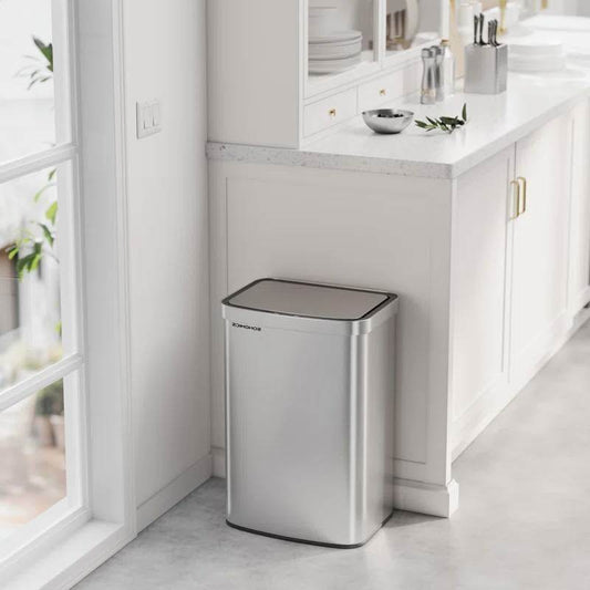 13-Gallon Stainless Steel Kitchen Trash Can with Hand Wave Motion Sensor Lid - Loft&Timber