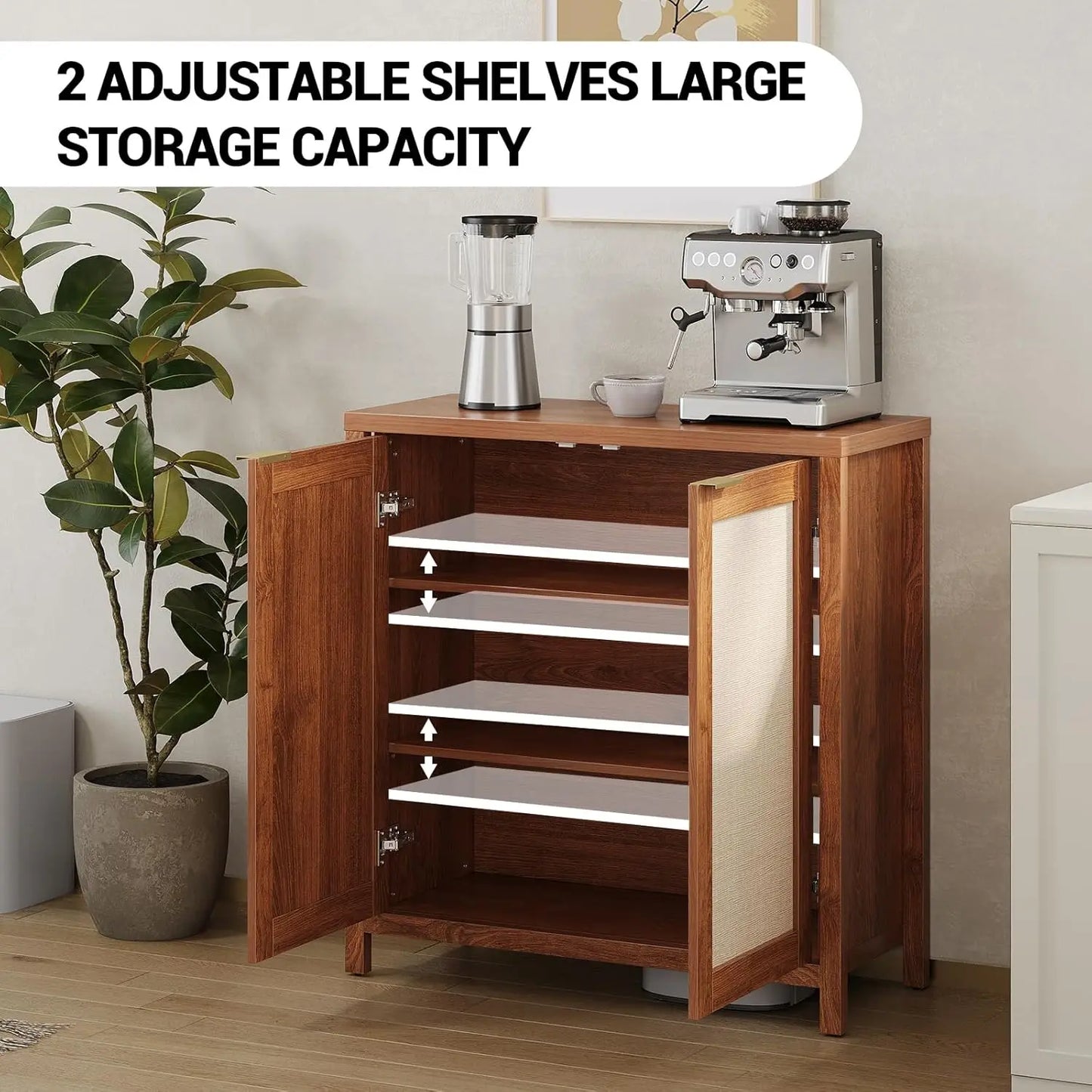 34" Rattan Sideboard Buffet Cabinet - Loft&Timber