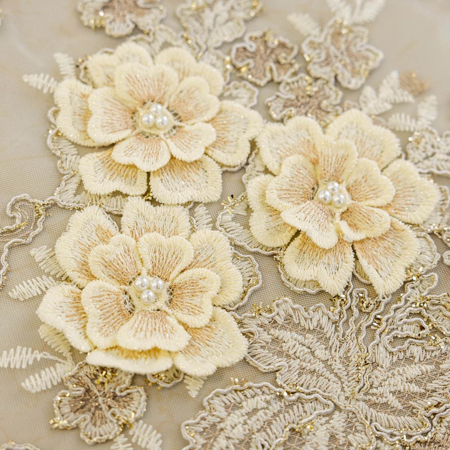 White gauze curtain, luxurious 3D embroidered gauze - Loft&Timber