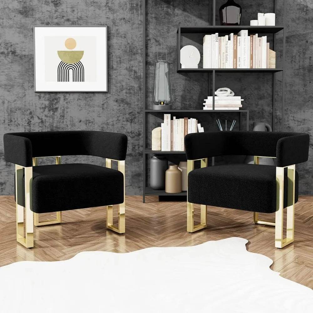 Modern Black and Gold Accent Chair Set of 2 - Loft&Timber