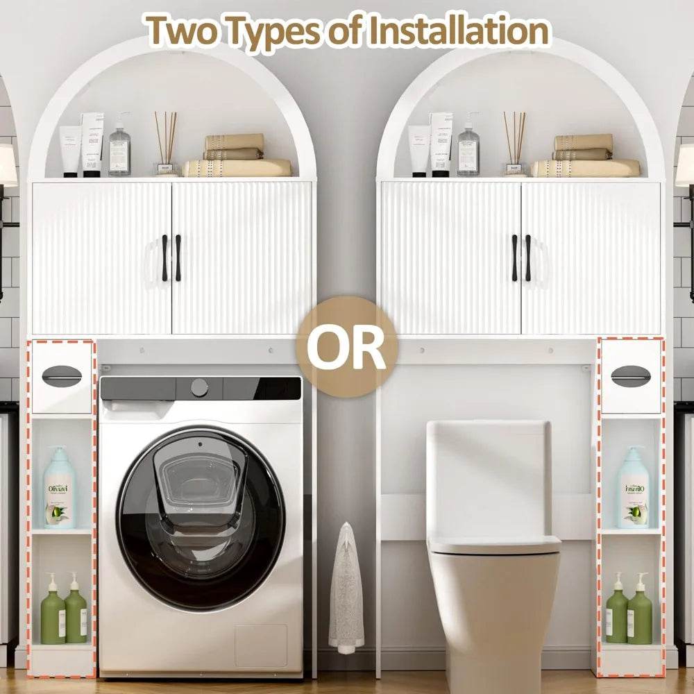 Freestanding Toilet Storage Cabinet with Arched Design for Bathroom Organization - Loft&Timber