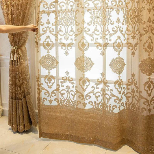 Modern Minimalist Jacquard Golden Sheer Curtains - Loft&Timber