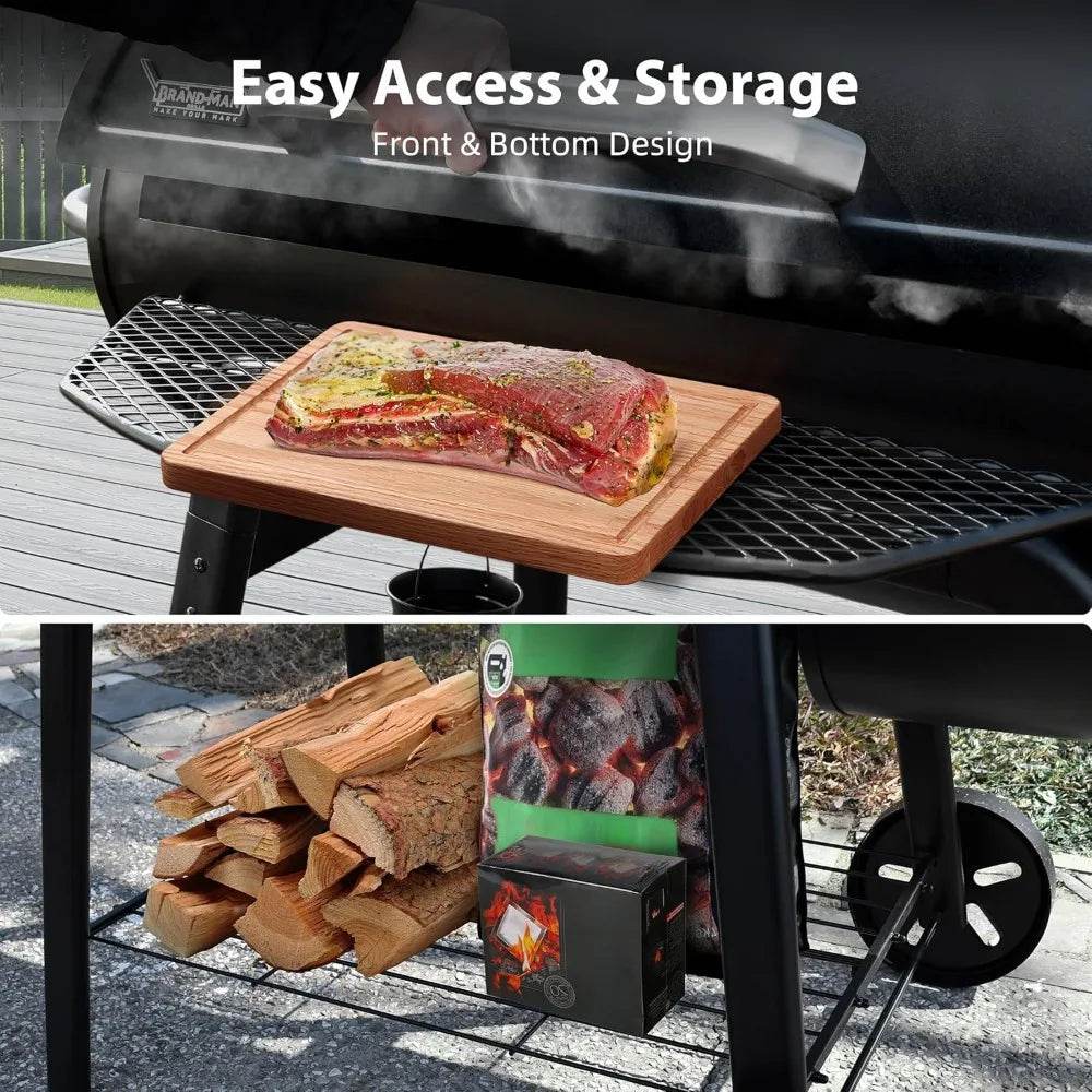 Brand-Man Charcoal Offset Smoker Grill, Heavy-Duty 18'' Barrel - Loft&Timber