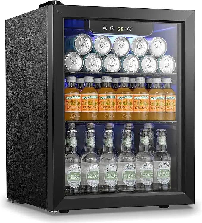 Beverage Refrigerator Cooler 68 Can, Mini Fridge with Glass Door