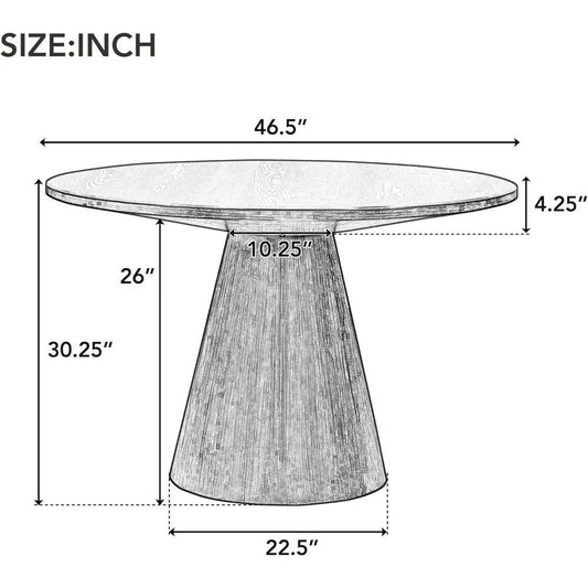Round Dining Table, Retro Style Wooden Round Dining Table - Loft&Timber
