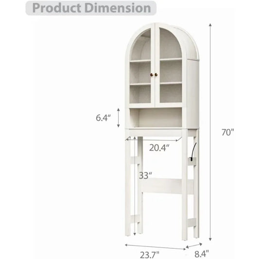 Contemporary 23.7 inch wide storage cabinet with acrylic doors over toilet