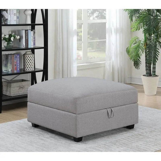 Gray Square Upholstered Storage Ottoman with Modern Design - Loft&Timber