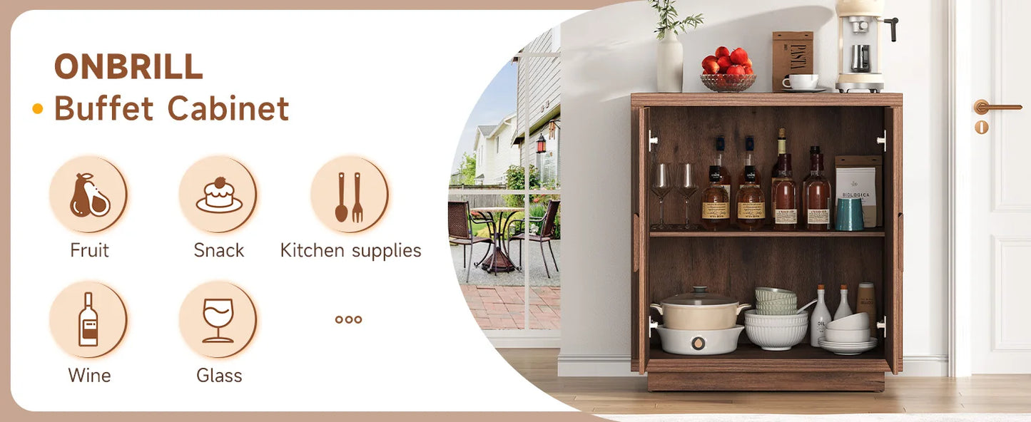 32" Sideboard Buffet Cabinet with Adjustable Shelfs - Loft&Timber
