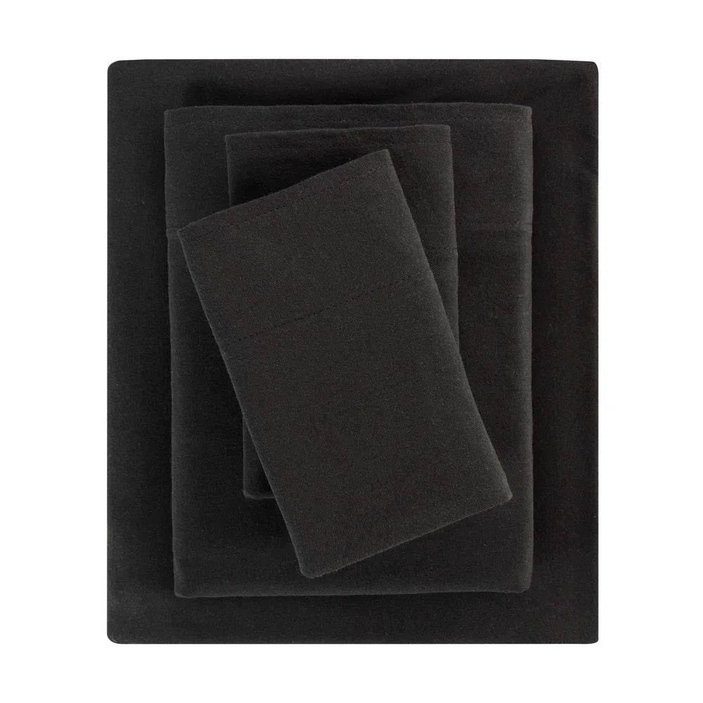 Cotton Rich Jersey Bed Sheet Set King 4 Pieces Breathable Soft Cozy Stretchy Fitted Flat Pillowcases - Loft&Timber