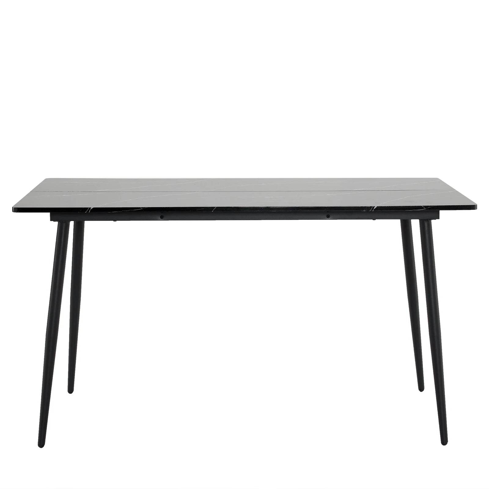 Rectangular table with arc MDF Black tabletop splicing PVC marble surface 140*76*76cm - Loft&Timber