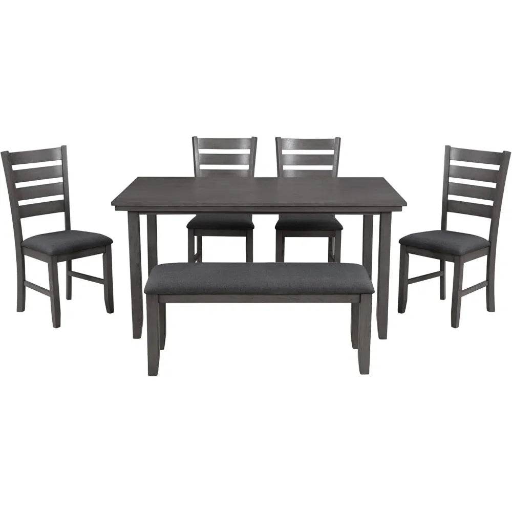 Wood 6-Piece Dining Table Set - Loft&Timber