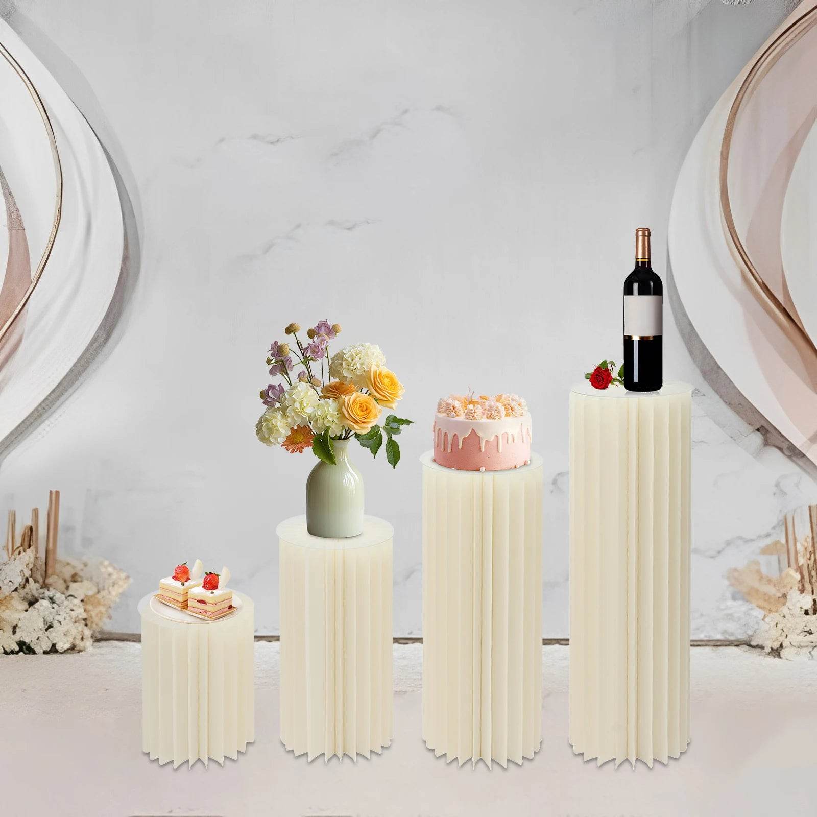 4Pcs Foldable Cardboard Flower or cake Stand (40+60+80+100cm) - Loft&Timber
