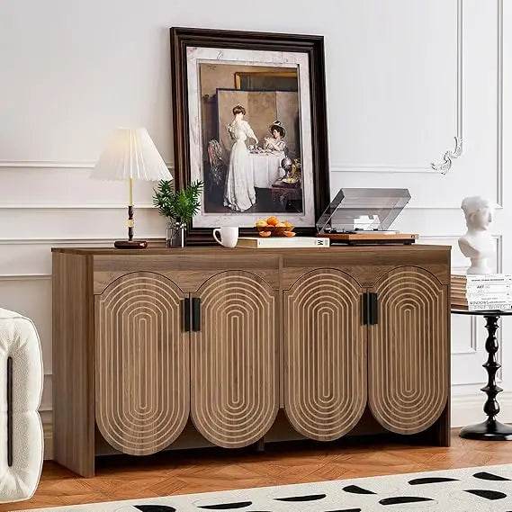 Fluted Sideboard Cabinet with Storage with Adjustable Shelves - Loft&Timber