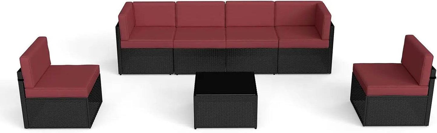 7Pc Patio Furniture Sets with Pillows & Coffee Table - Loft&Timber