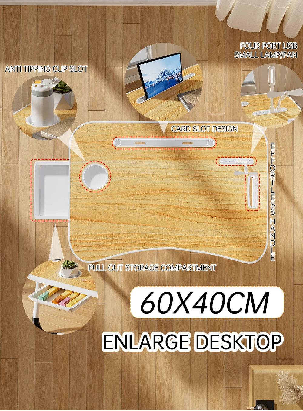 Portable Laptop Desk with USB Light - Loft&Timber