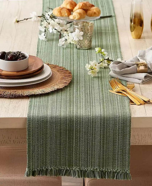 Variegated Fringe Table Runner, 13x108 Inches - Loft&Timber