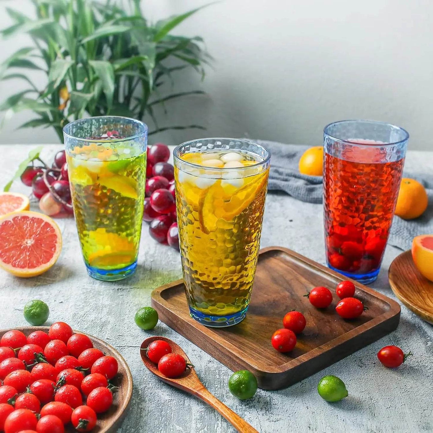 Plastic Unbreakable Tumblers, 25oz Highball Drinking Glasses Set of 6, Blue - Loft&Timber