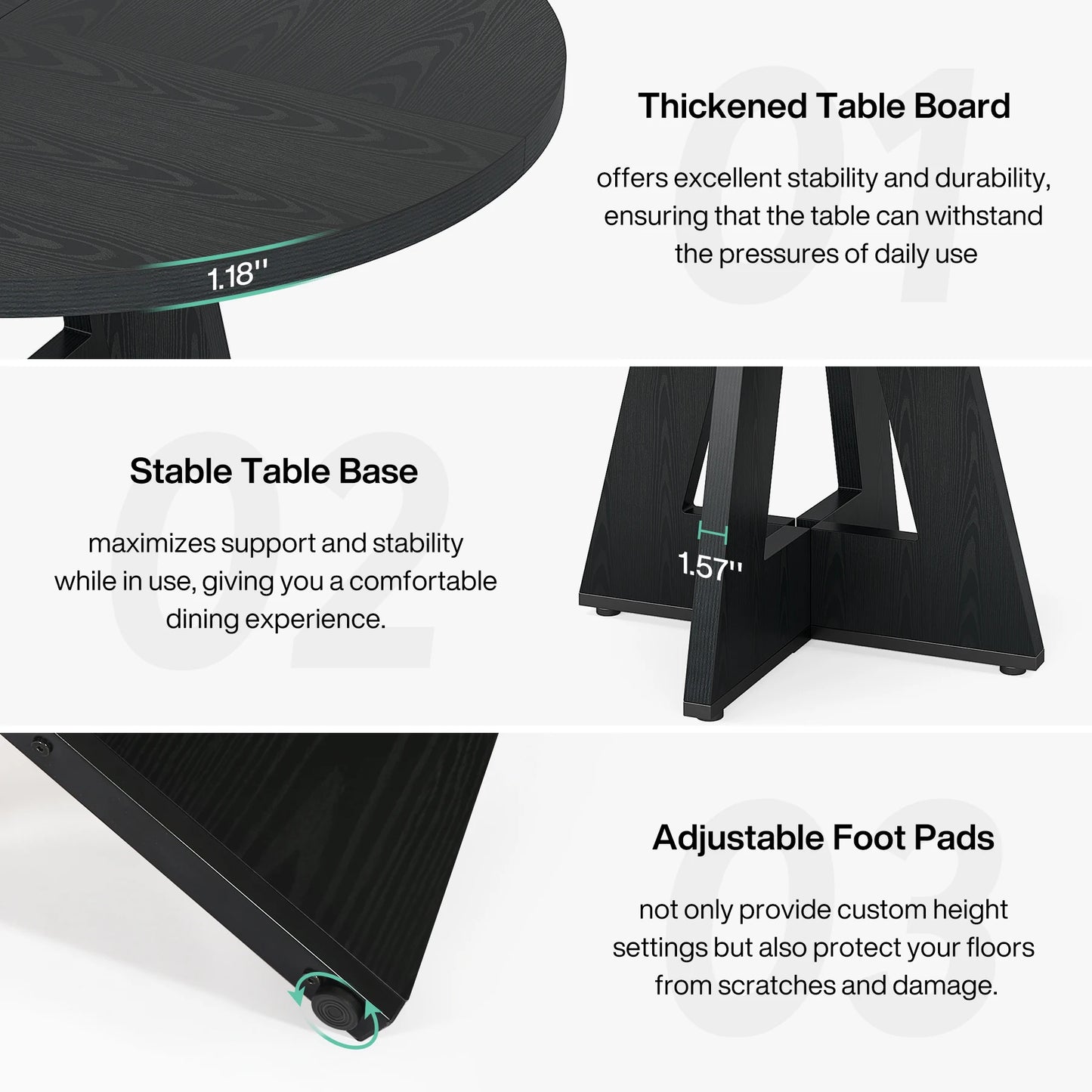 Tribesigns Round Dining Table for 4, 47" - Loft&Timber