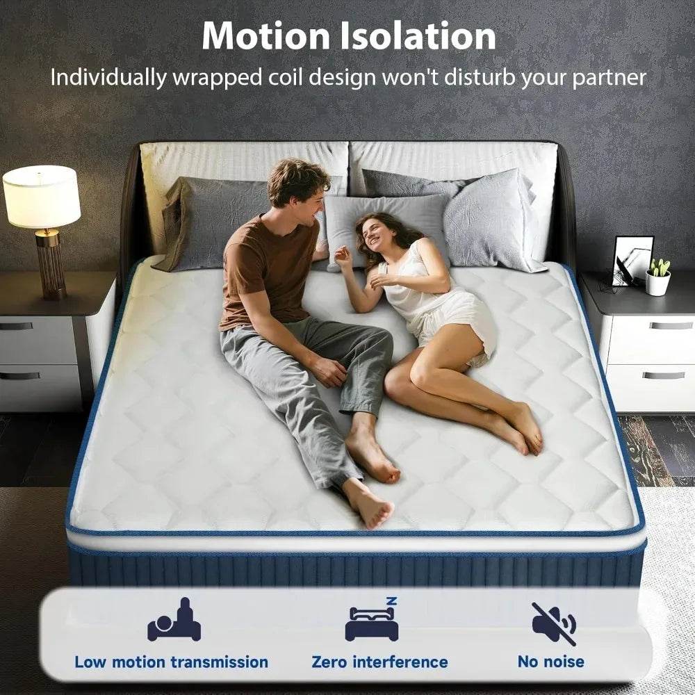 Mattress 14 Inch, Hybrid King Size Mattress in a Box, Gel Memory Foam Mattress with Pocket Springs - Loft&Timber