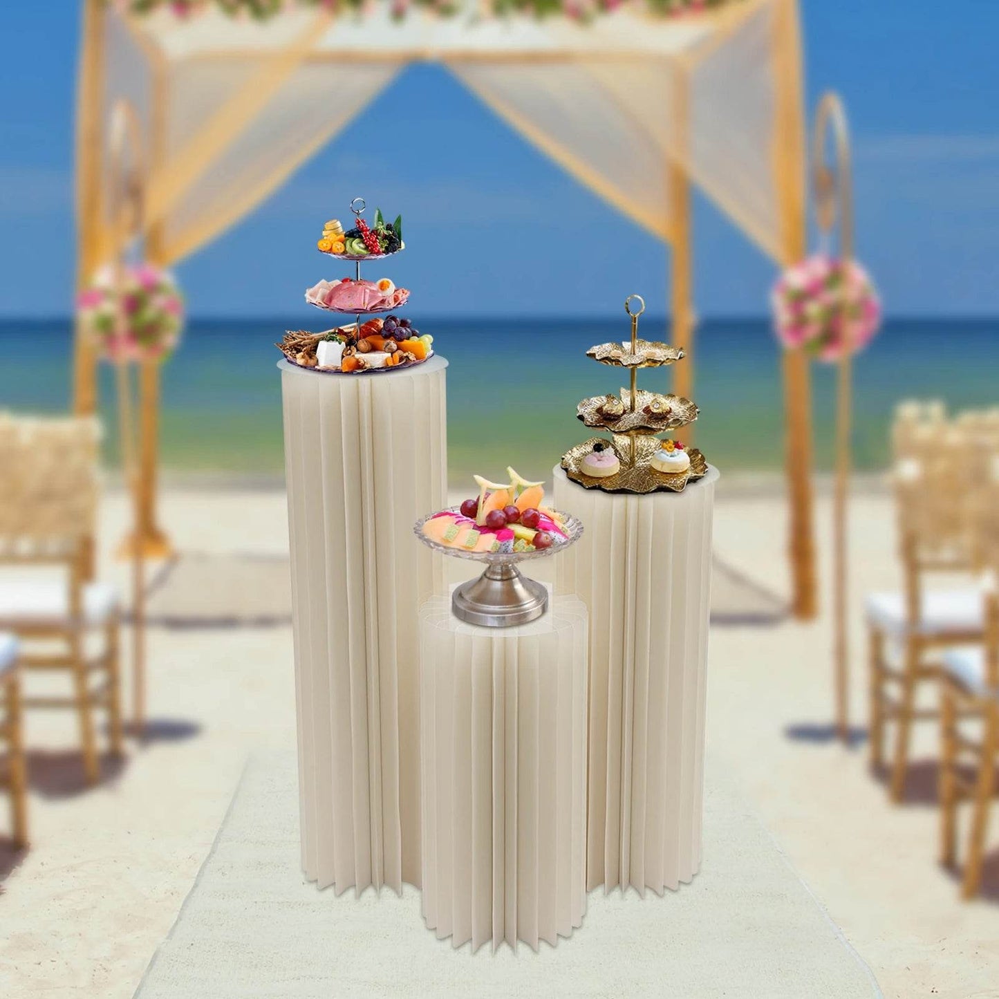3-Tier Cardboard Centerpiece Stands, 60cm 80cm 100cm - Loft&Timber