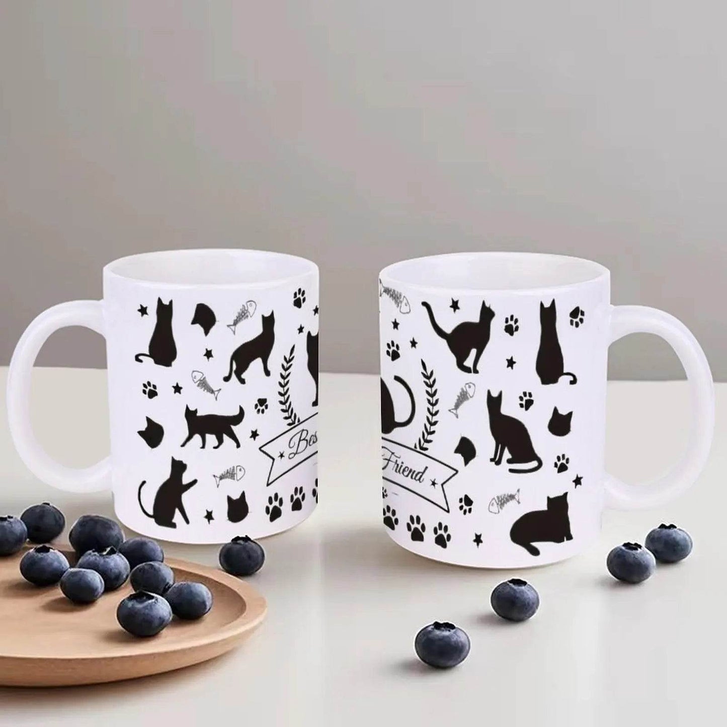Image Of Cats And Paw Prints Coffee Mug, 330ml Teacup - Loft&Timber