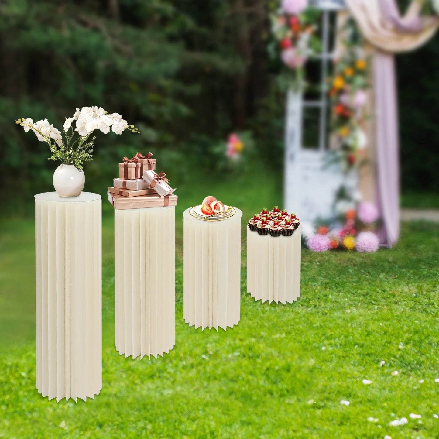 4Pcs Foldable Cardboard Flower or cake Stand (40+60+80+100cm) - Loft&Timber