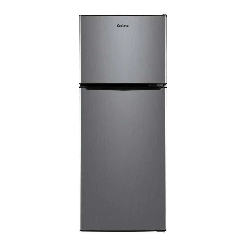 Kitchen Helper Galanz 4.6. Cu ft Two Door Mini Refrigerator with Freezer, Stainless Steel, Width 19.13"