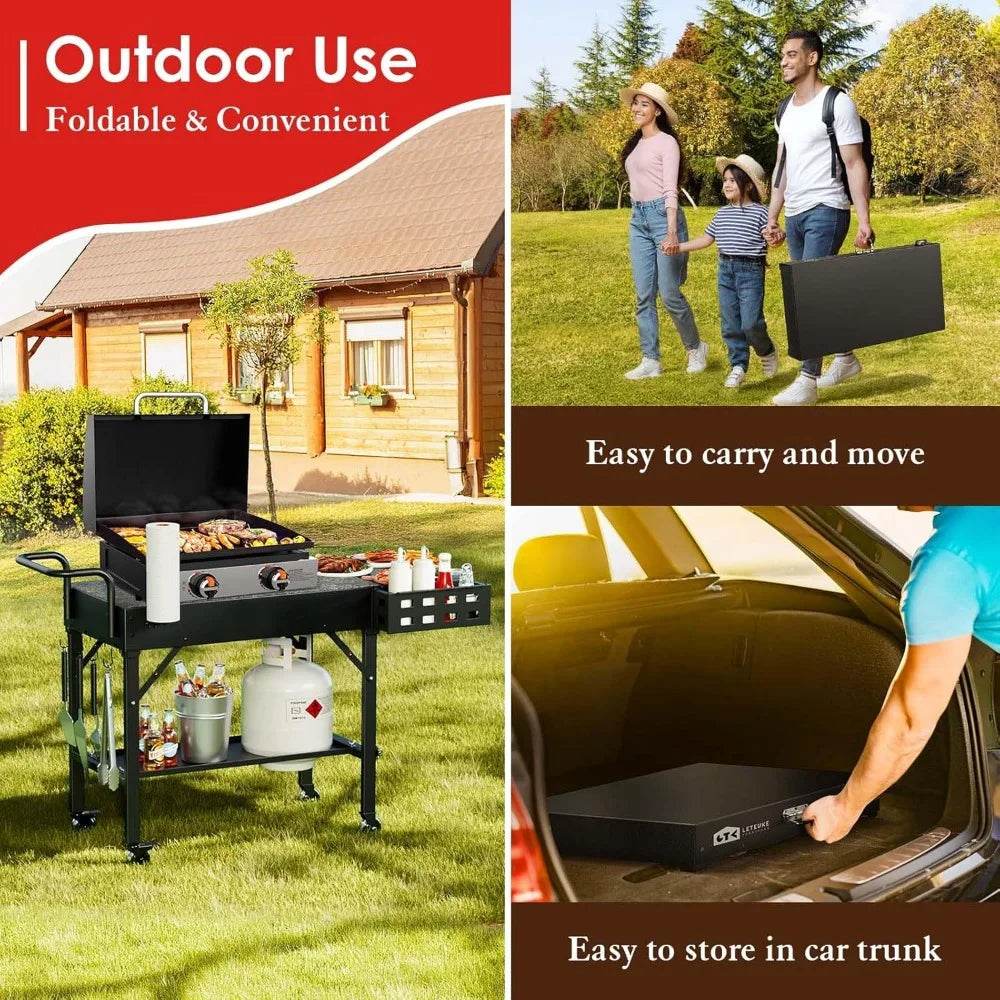 Portable Outdoor Folding Grill Table with Wheels for Blackstone Griddle and Ninja Grills - Loft&Timber